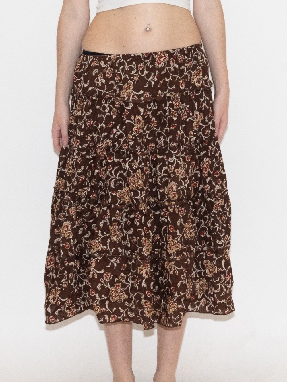 Y2k flower print tiered maxi skirt size medium ALC cotton